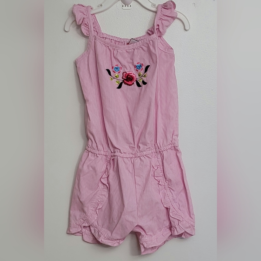 Pink and White Girls Romper - Size 4
